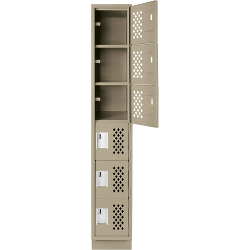 Assembled Lockerettes Clean Line Perforated Economy Lockers, 6 -tier, 18" x 72" x 12", Steel Fastek