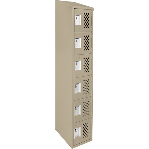 Assembled Lockerettes Clean Line Perforated Economy Lockers, 6 -tier, 18" x 72" x 12", Steel Fastek
