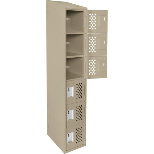 Assembled Lockerettes Clean Line Perforated Economy Lockers, 6 -tier, 18" x 72" x 12", Steel Fastek