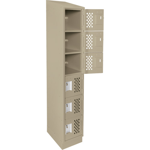 Assembled Lockerettes Clean Line Perforated Economy Lockers, 6 -tier, 18" x 72" x 12", Steel Fastek