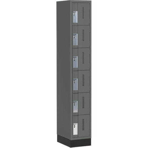 Concorde Heavy-Duty Lockers, 6 -tier, 12" x 18" x 76", Steel, Charcoal, Welded (Assembled) Fastek