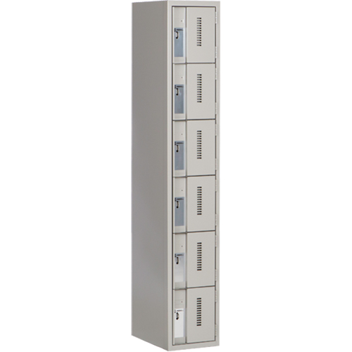 Concorde Heavy-Duty Lockers, 6 -tier, 12" x 18" x 72", Steel, Grey, Welded (Assembled) Fastek