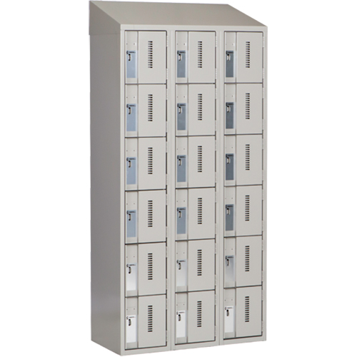 Concorde Heavy-Duty Lockers, 6 -tier, Bank of 3, 36" x 18" x 78", Steel, Grey, Welded (Assembled) Fastek