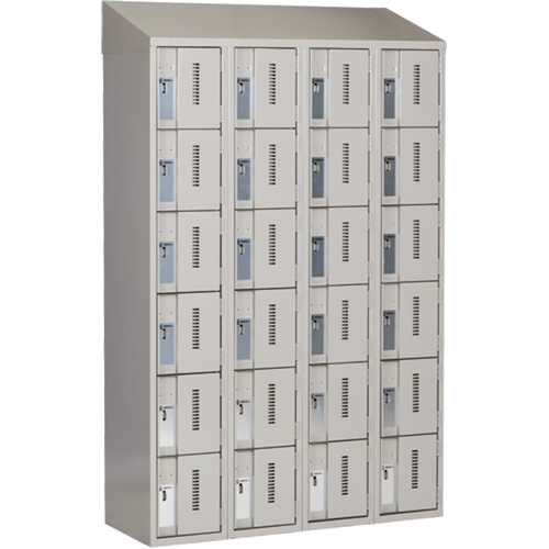 Concorde Heavy-Duty Lockers, 6 -tier, Bank of 4, 48" x 18" x 78", Steel, Grey, Welded (Assembled) Fastek