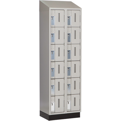 Concorde Heavy-Duty Lockers, 6 -tier, Bank of 2, 24" x 18" x 82", Steel, Grey, Welded (Assembled) Fastek