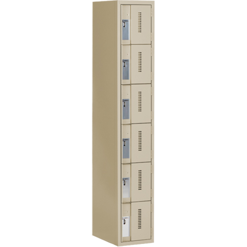 Concorde Heavy-Duty Lockers, 6 -tier, 12" x 18" x 72", Steel, Beige, Welded (Assembled) Fastek