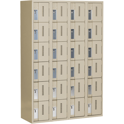 Concorde Heavy-Duty Lockers, 6 -tier, Bank of 4, 48" x 18" x 72", Steel, Beige, Welded (Assembled) Fastek