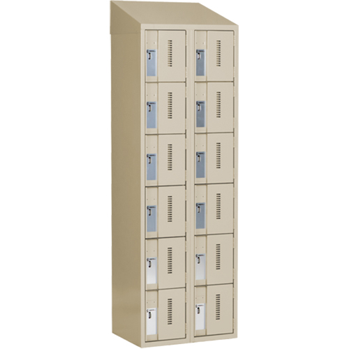 Casiers robustes Concorde, 6 niveaux, Bloc de 2, 24" x 18" x 78", Acier, Beige, Soud&eacute; (assembl&eacute;) Fastek