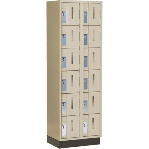 Concorde Heavy-Duty Lockers, 6 -tier, Bank of 2, 24" x 18" x 76", Steel, Beige, Welded (Assembled) Fastek