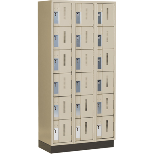 Concorde Heavy-Duty Lockers, 6 -tier, Bank of 3, 36" x 18" x 76", Steel, Beige, Welded (Assembled) Fastek