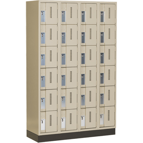 Concorde Heavy-Duty Lockers, 6 -tier, Bank of 4, 48" x 18" x 76", Steel, Beige, Welded (Assembled) Fastek