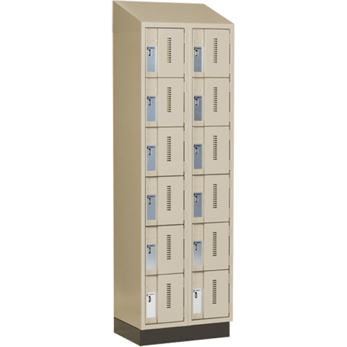 Concorde Heavy-Duty Lockers, 6 -tier, Bank of 2, 24" x 18" x 82", Steel, Beige, Welded (Assembled) Fastek