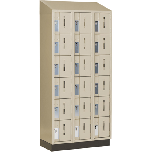 Concorde Heavy-Duty Lockers, 6 -tier, Bank of 3, 36" x 18" x 82", Steel, Beige, Welded (Assembled) Fastek