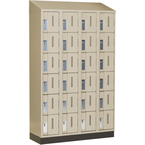 Concorde Heavy-Duty Lockers, 6 -tier, Bank of 4, 48" x 18" x 82", Steel, Beige, Welded (Assembled) Fastek