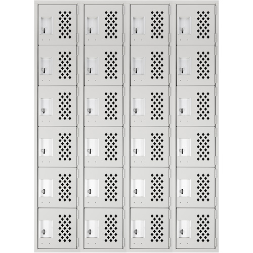 Clean Line Lockerettes, 6 -tier, Bank of 4, 18" x 72" x 12", Steel Fastek