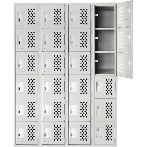Clean Line Lockerettes, 6 -tier, Bank of 4, 18" x 72" x 12", Steel Fastek