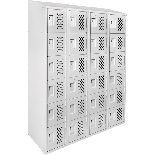 Assembled Clean Line Perforated Economy Lockers, 6 -tier, Bank of 4, 18" x 72" x 12", Steel Fastek