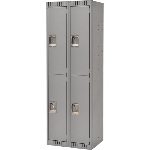 Lockers, 2 -tier, Bank of 2, 24" x 18" x 72", Steel, Grey, Knocked Down Fastek