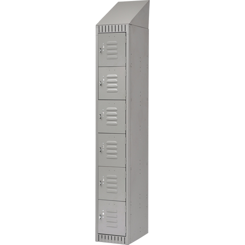 Lockers, 6 -tier, 12" x 18" x 82", Steel, Grey, Knocked Down Fastek