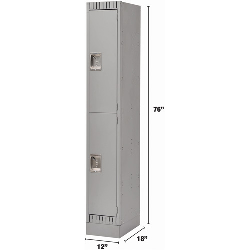 Lockers, 2 -tier, 12" x 18" x 76", Steel, Grey, Knocked Down Fastek