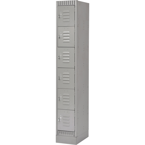 Lockers, 6 -tier, 12" x 18" x 76", Steel, Grey, Knocked Down Fastek