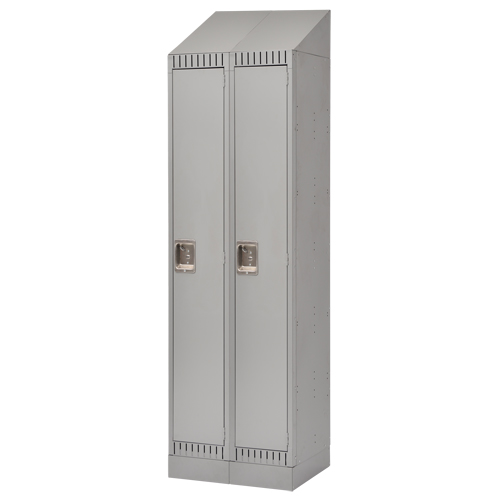 Lockers, Bank of 2, 24" x 18" x 86", Steel, Grey, Knocked Down Fastek