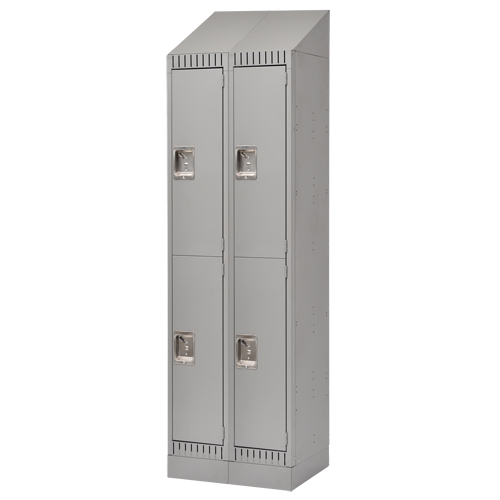 Lockers, 2 -tier, Bank of 2, 24" x 18" x 86", Steel, Grey, Knocked Down Fastek