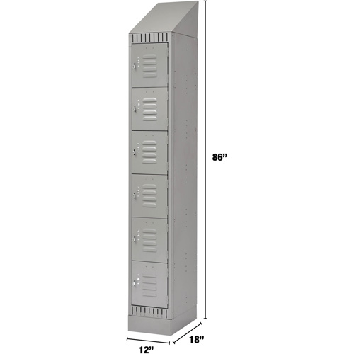 Lockers, 6 -tier, 12" x 18" x 86", Steel, Grey, Knocked Down Fastek