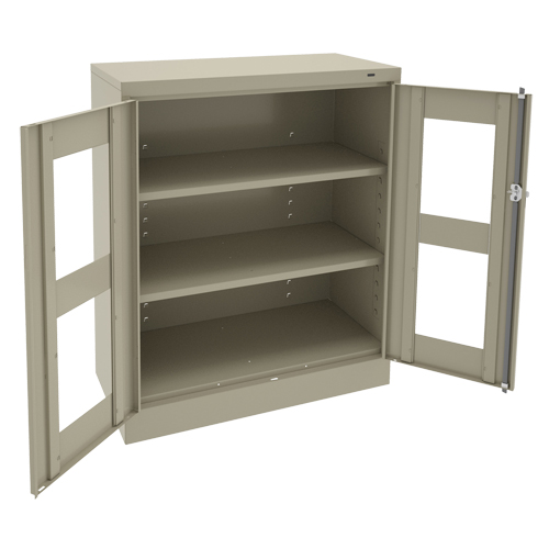 C-Thru Counter High Cabinet, Steel, 2 Shelves, 42" H x 36" W x 18" D Fastek
