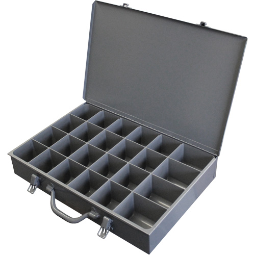 Steel Scoop Compartment Boxes, 17.875" W x 12" D x 3" H, 24 Compartments Fastek