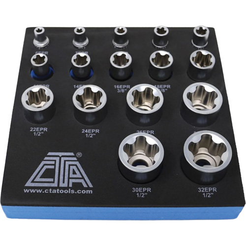 5-Point EPR Torx Socket Set, 16 Pieces, 1/4"/3/8"/1/2" Drive Size Fastek