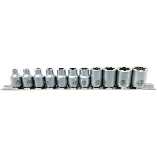 Flat-Cut E-"Star" Socket Set, 11 Pieces, 3/8" Drive Size Fastek