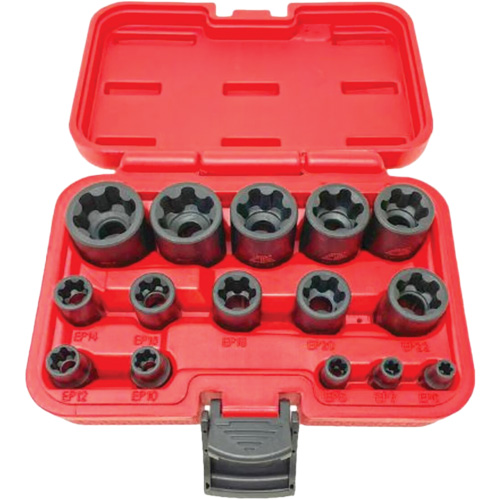 EP "Star" Plus Socket Set, 15 Pieces, 1/4"/3/8"/1/2" Drive Size Fastek