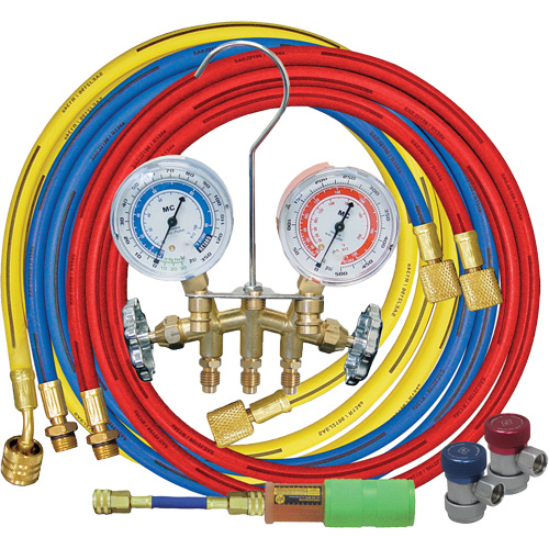 Manifold Gauge Set with Manual Couplers & Mini Dye Injector Fastek