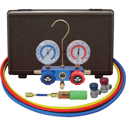 Automotive Manifold Gauge Set with Mini Dye Injector & Manual Couplers Fastek