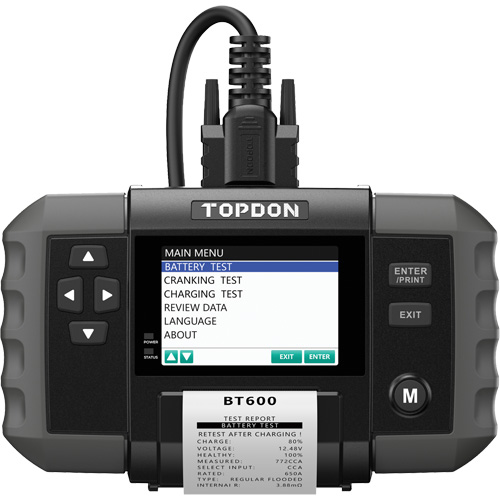 BT600 12V Battery & 12V/24V System Tester with Built-in Printer Fastek