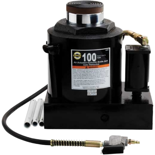 Air Actuated Bottle Jack, 100 Ton(s), Air Hydraulic/Manual Hydraulic, 17-22/25" Raised Height Fastek