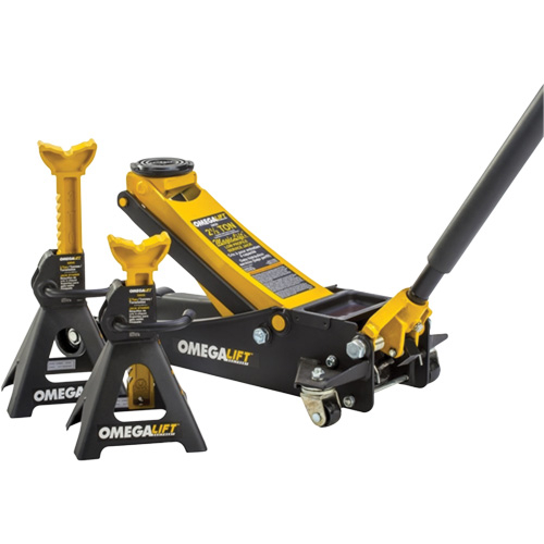 Magic Lift Service Jack & Jack Stands Combo Set, 3 Ton(s)/2.5 Ton(s) Capacity, 3-7/20" Lowered, 19-3/10" Raised, Manual Hydraulic Fastek