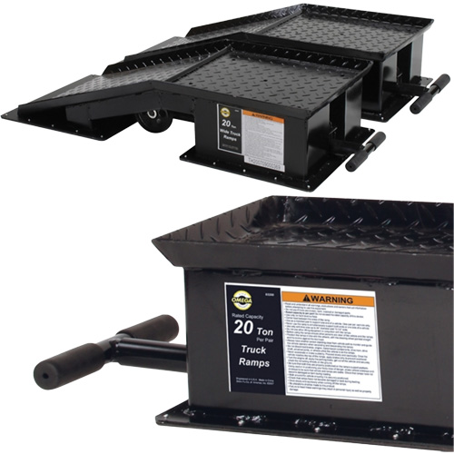 Heavy-Duty Truck Ramps with Long T-Handle, 40000 lbs. Capacity, 45" L, 13-1/2" W, 9-19/50" H Fastek