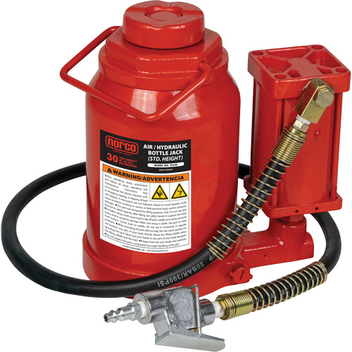 Standard Height Bottle Jack, 30 Ton(s), Air Hydraulic, 19-7/10" Raised Height Fastek