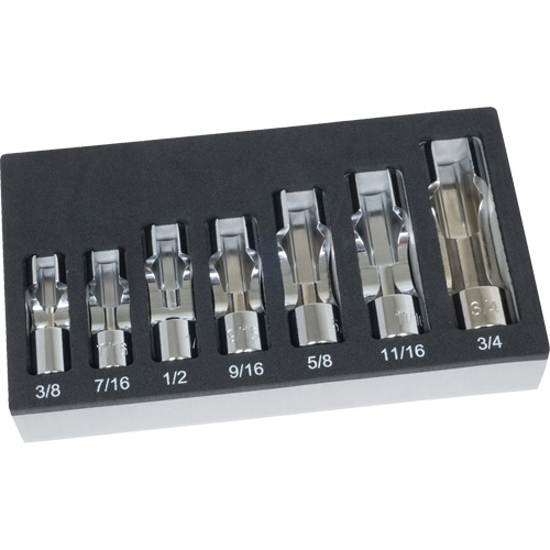SAE Flare Nut Socket Set with Foam Tray, 7 Pieces, 3/8" Drive Size Fastek
