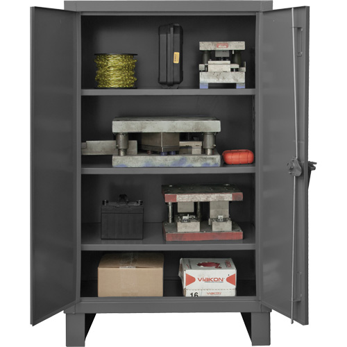 Armoire tr&egrave;s robuste, Acier, 3 Tablettes, 66" h x 60" la x 24" P, Gris Fastek