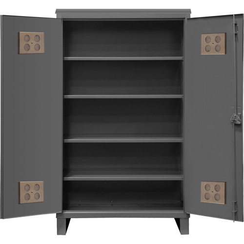 Heavy-Duty Outdoor Cabinet, Steel, 4 Shelves, 78" H x 60" W x 24" D, Grey Fastek