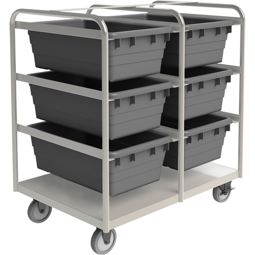 Mobile Tub Rack, Double-sided, 6 bins, 26" W x 36" D x 42" H Fastek