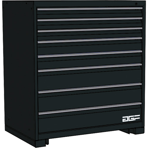 Modular Drawer Cabinet, 8 Drawers, 30" W x 24" D x 40" H, Black Fastek
