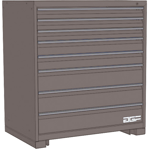 Modular Drawer Cabinet, 8 Drawers, 30" W x 28" D x 40" H, Grey Fastek