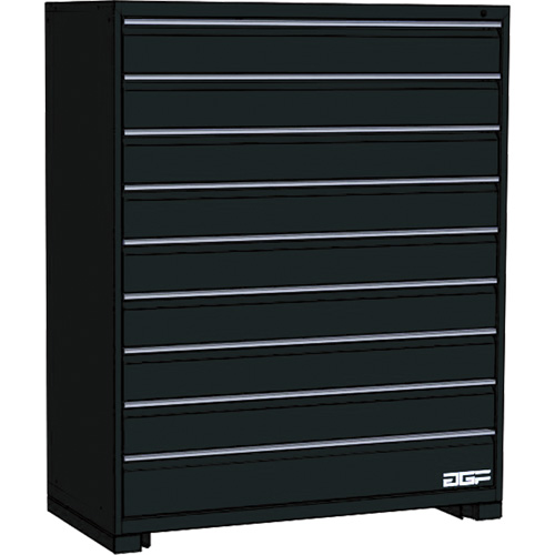 Modular Drawer Cabinet, 9 Drawers, 36" W x 28" D x 60" H, Black Fastek