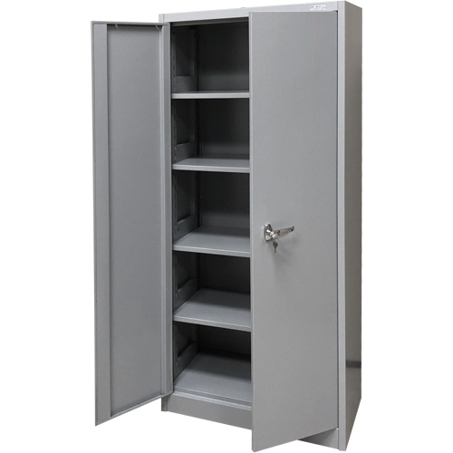 Storage Cabinet, Steel, 4 Shelves, 66" H x 30" W x 15" D, Grey Fastek