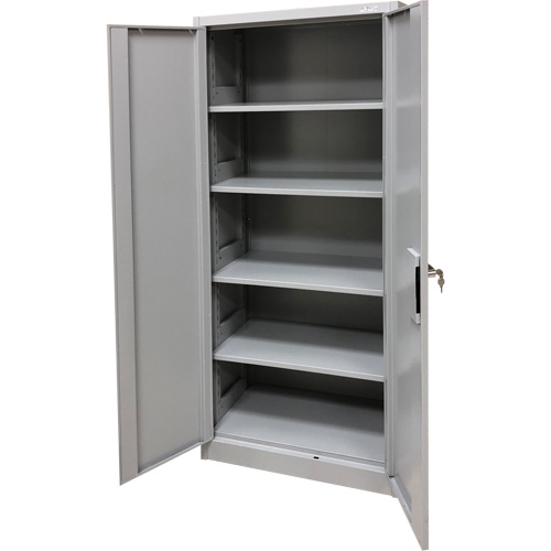 Storage Cabinet, Steel, 4 Shelves, 66" H x 30" W x 15" D, Grey Fastek