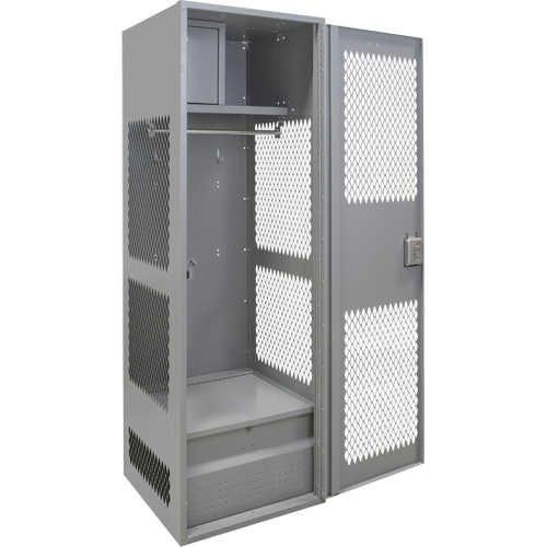 Gear Locker with Door, Steel, 24" W x 24" D x 72" H, Grey Fastek